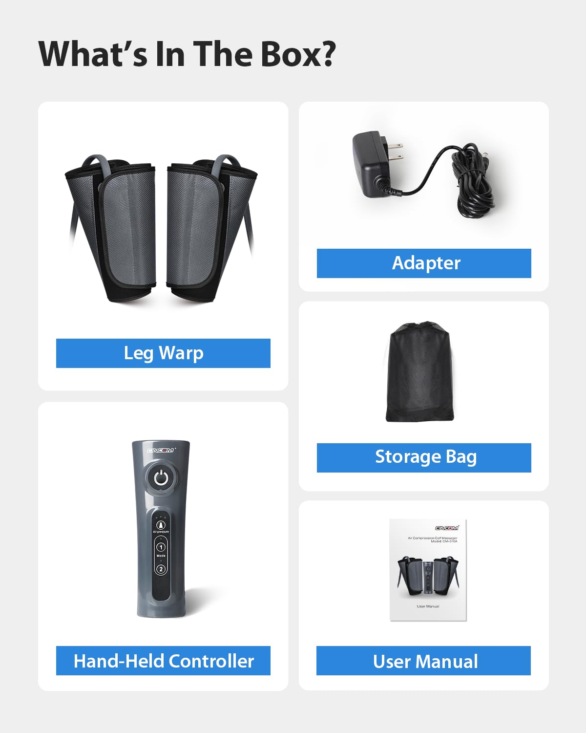 CINCOM Leg Compression Massager, 2 Modes, 3 Levels