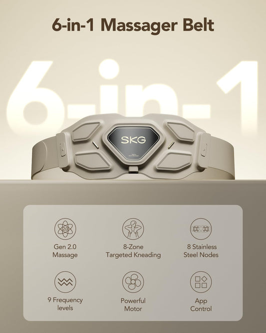 SKG Lower Back Massager, Cordless Heat & Vibration