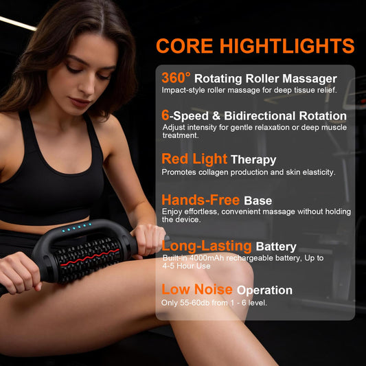 Electric Rolling Massager with Red Light, 6 Speeds