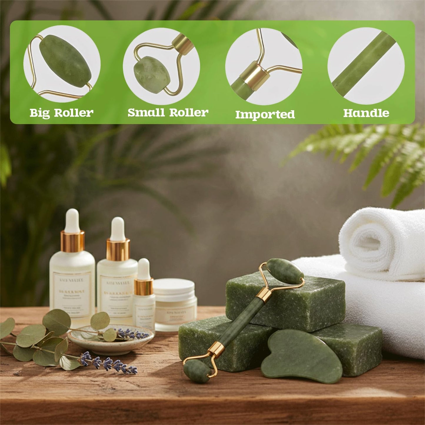 Face Roller & Gua Sha Set, Facial Massager