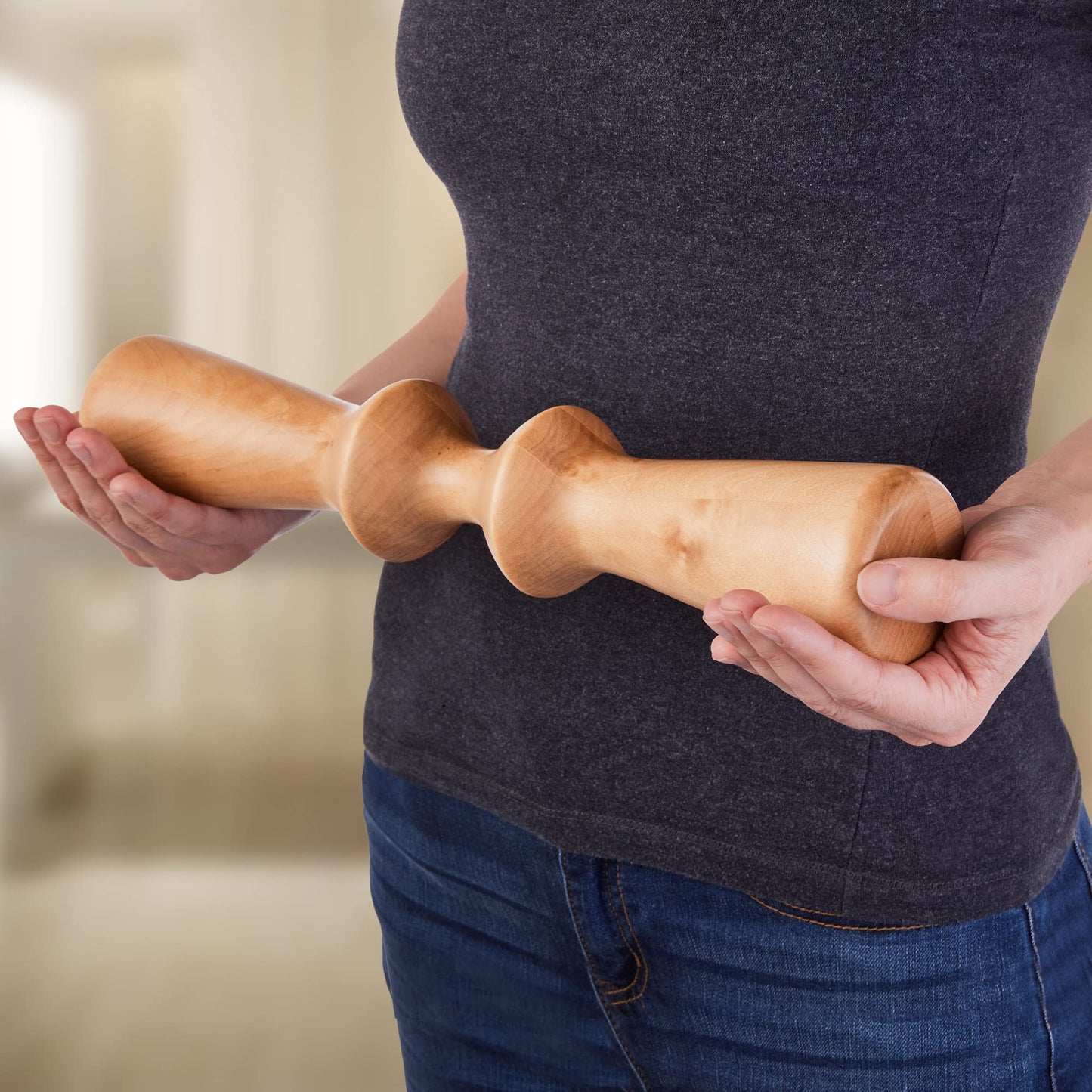 EarthLite Wooden Back Roller, Deep Tissue Massage Tool