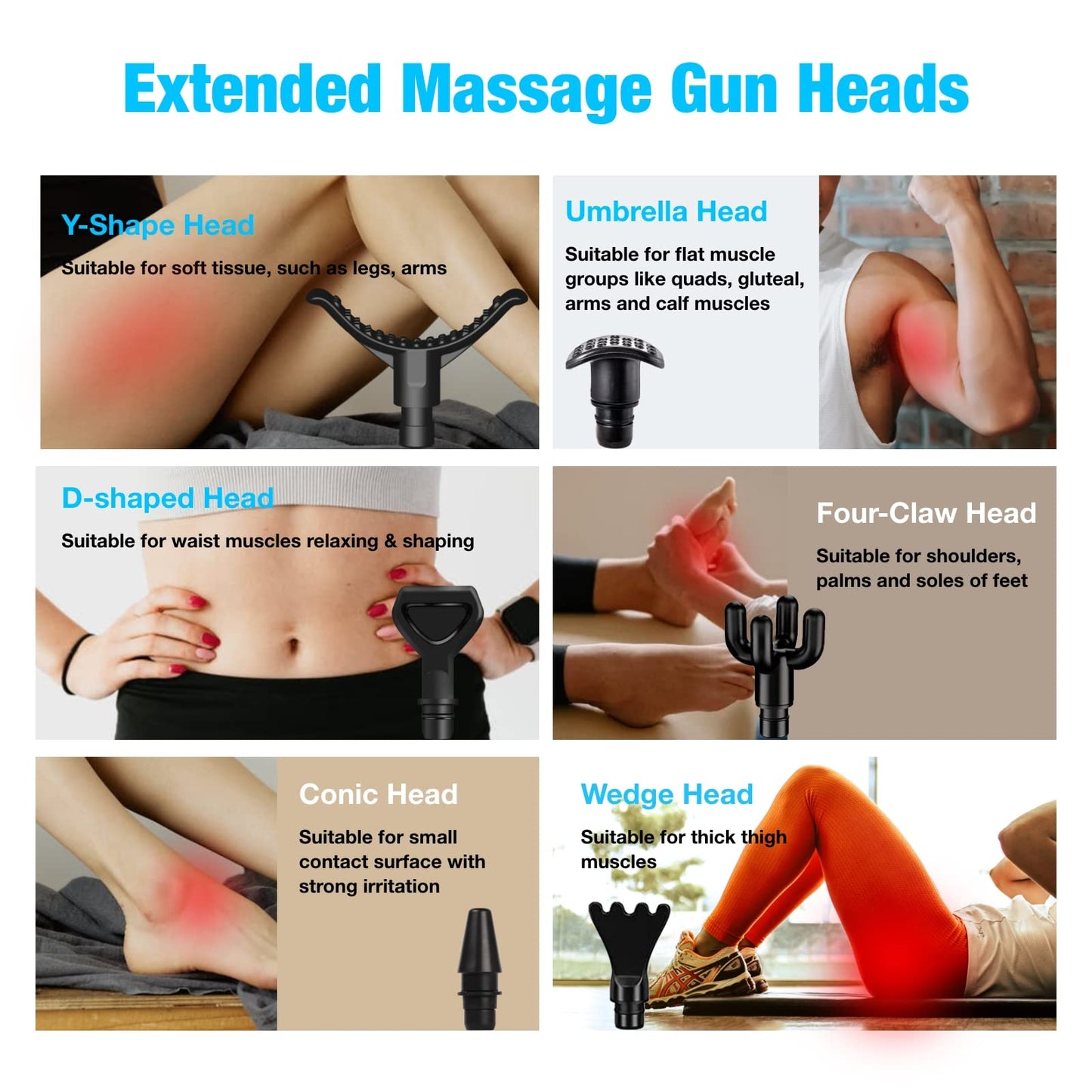 AiRelax Massage Gun Attachments, 15 PCS Set