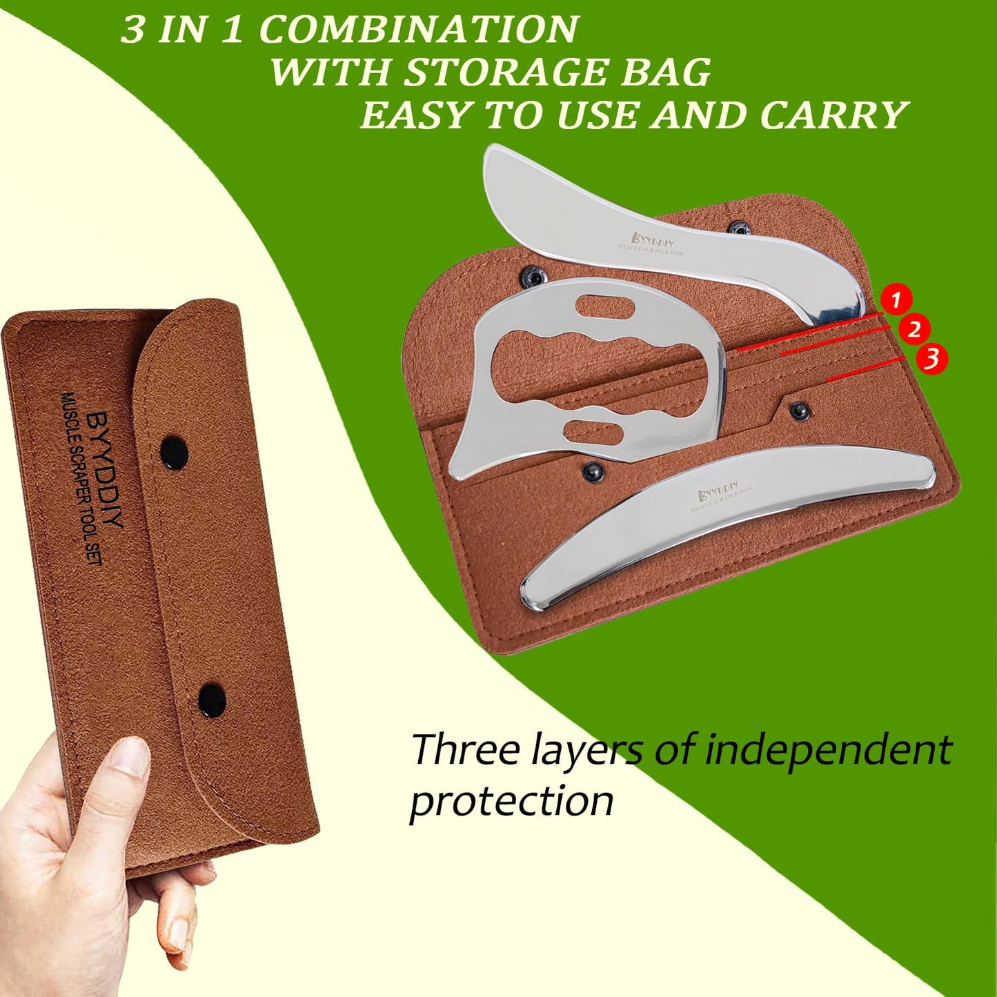 BYYDDIY 3-in-1 Gua Sha Scraper Set